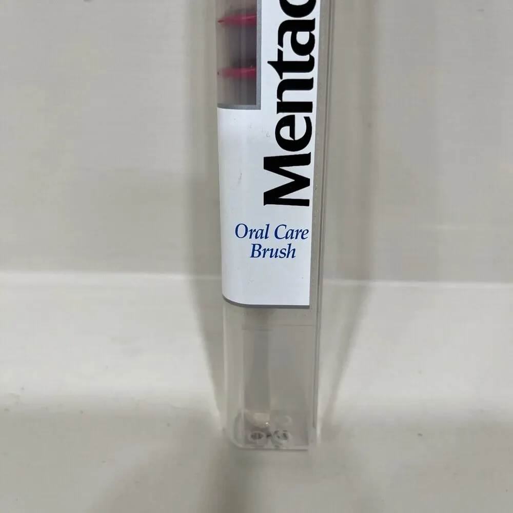 Mentadent 51 Toothbrush Soft Full Head Flared Side Bristles Pink Red Handle